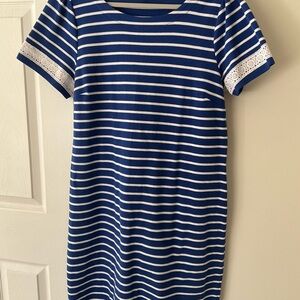 Talbots Navy and White Striped Mini Dress